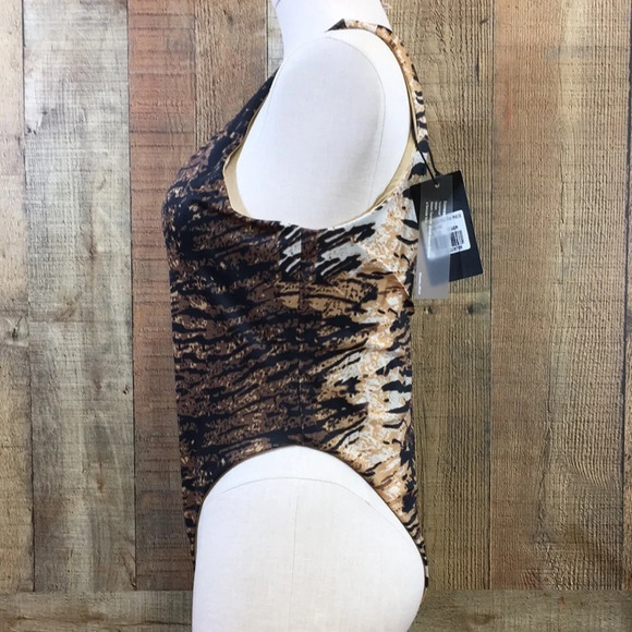 Lioness Swimsuit Womens XXL 12 Brown Black The Electra One‎ Piece Tiger Print - Picture 4 of 15